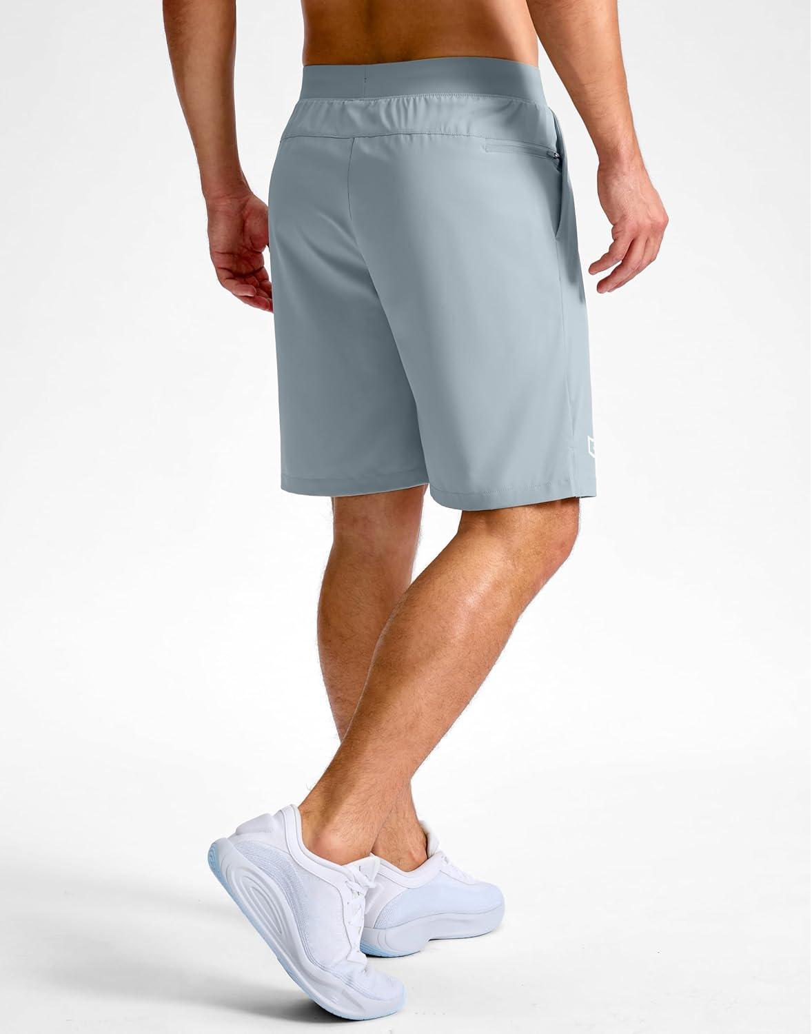 imageG Gradual Mens Athletic Running Shorts 759 Zipper Pocket Lightweight Workout Gym Quick Dry Shorts Golf Tennis HikingLight Grey