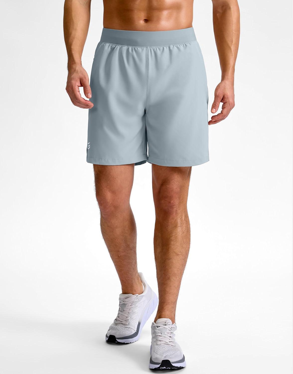 imageG Gradual Mens Athletic Running Shorts 759 Zipper Pocket Lightweight Workout Gym Quick Dry Shorts Golf Tennis HikingLight Grey