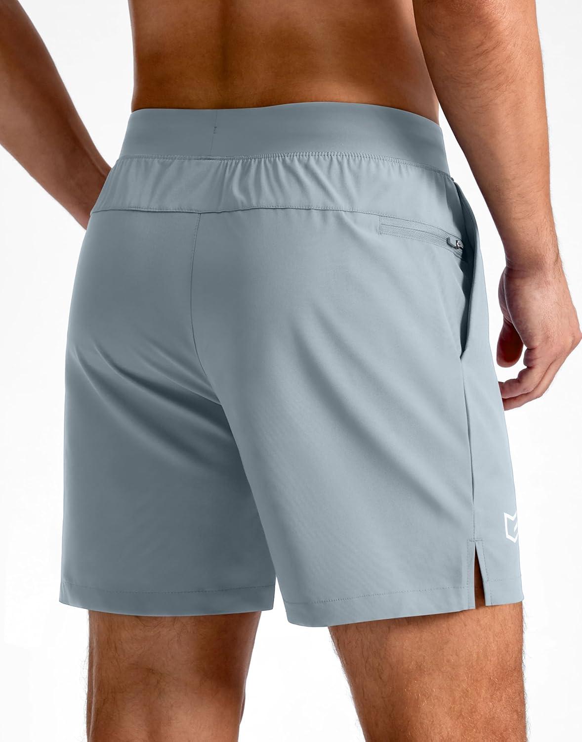 imageG Gradual Mens Athletic Running Shorts 759 Zipper Pocket Lightweight Workout Gym Quick Dry Shorts Golf Tennis HikingLight Grey