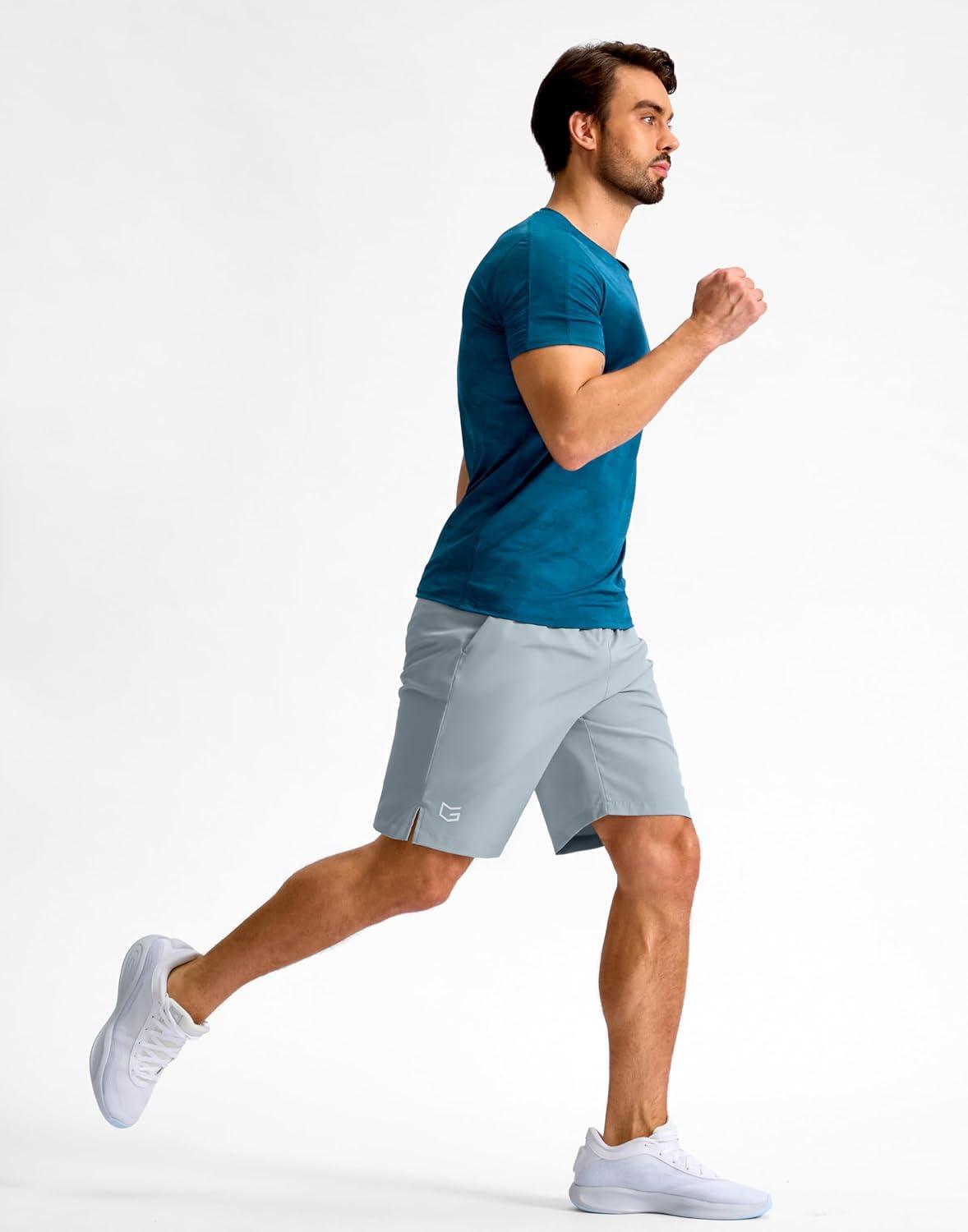 imageG Gradual Mens Athletic Running Shorts 759 Zipper Pocket Lightweight Workout Gym Quick Dry Shorts Golf Tennis HikingLight Grey