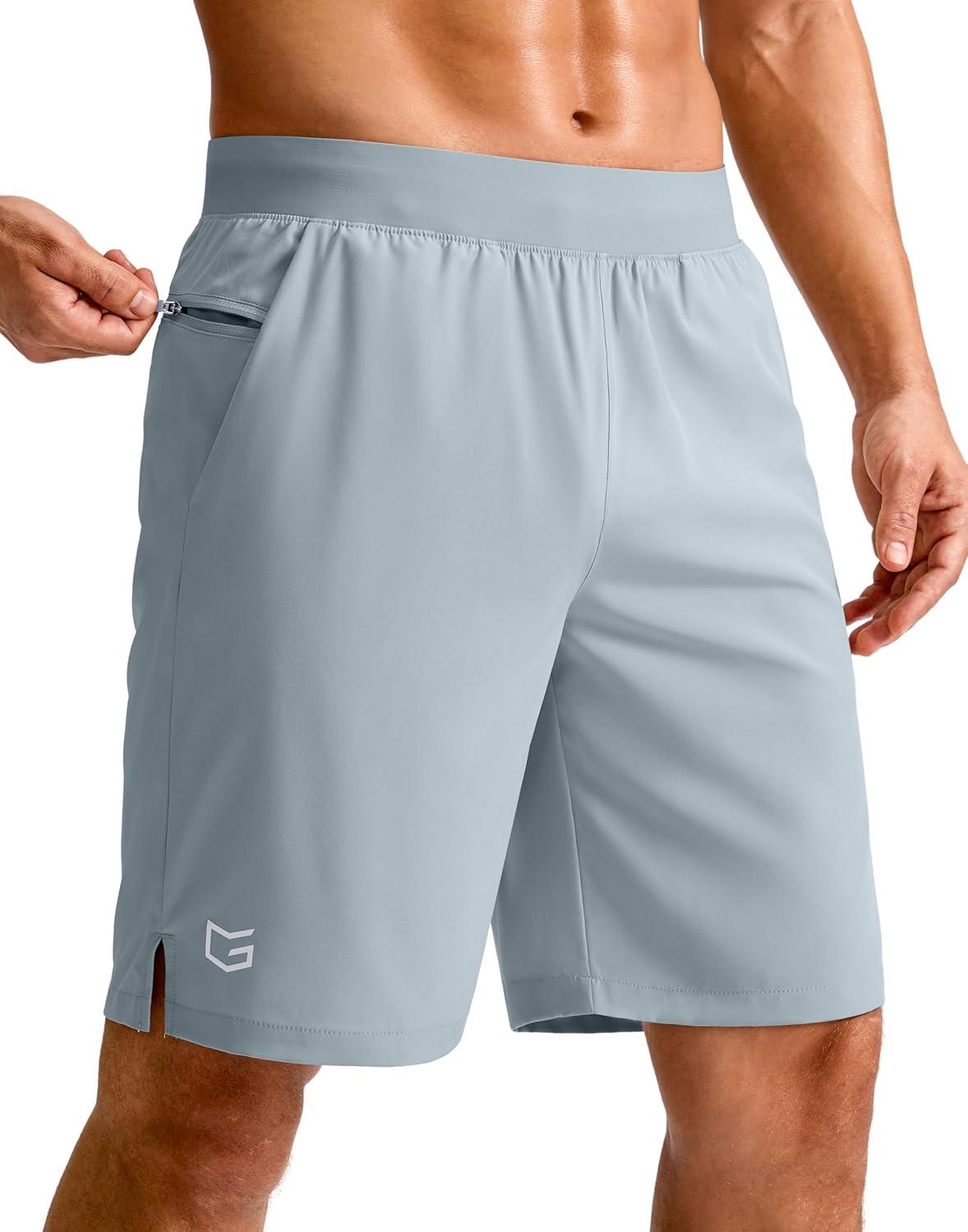 imageG Gradual Mens Athletic Running Shorts 759 Zipper Pocket Lightweight Workout Gym Quick Dry Shorts Golf Tennis HikingLight Grey