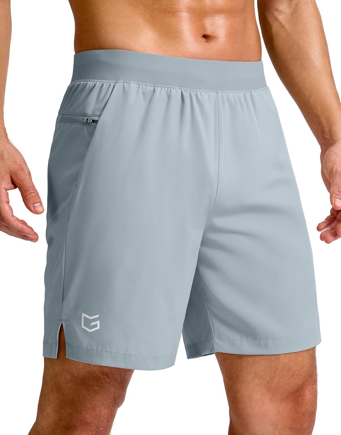 imageG Gradual Mens Athletic Running Shorts 759 Zipper Pocket Lightweight Workout Gym Quick Dry Shorts Golf Tennis HikingLight Grey