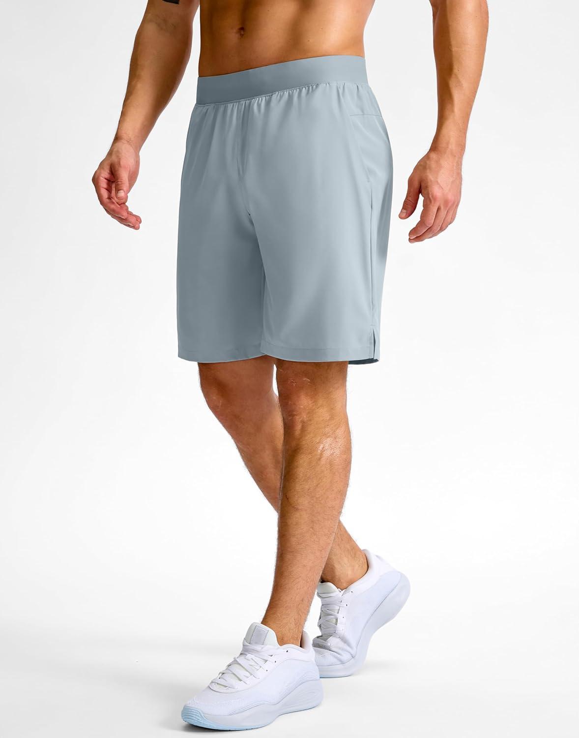 imageG Gradual Mens Athletic Running Shorts 759 Zipper Pocket Lightweight Workout Gym Quick Dry Shorts Golf Tennis HikingLight Grey