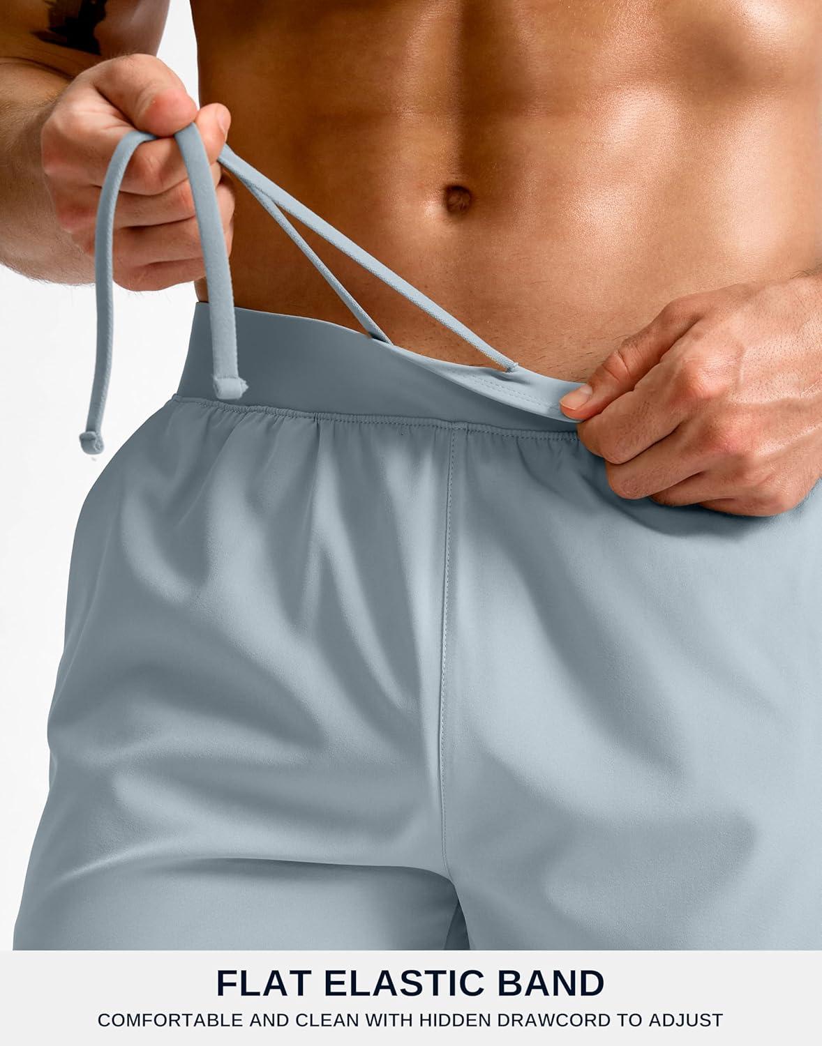 imageG Gradual Mens Athletic Running Shorts 759 Zipper Pocket Lightweight Workout Gym Quick Dry Shorts Golf Tennis HikingLight Grey