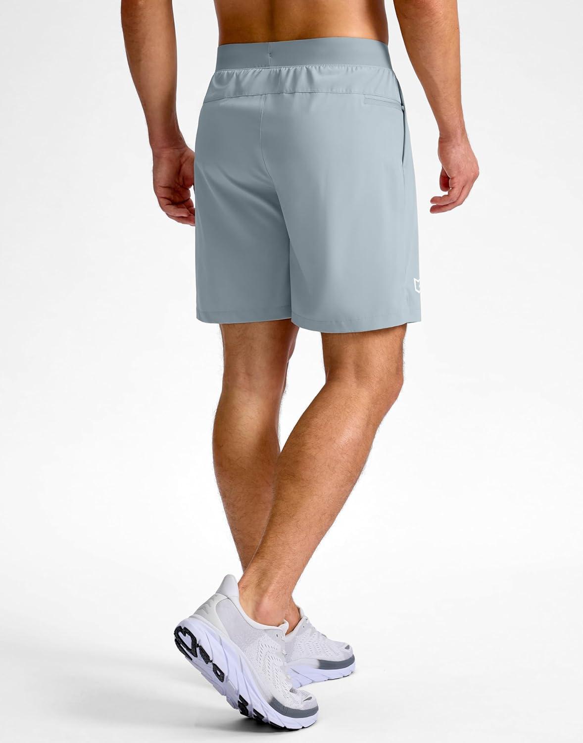 imageG Gradual Mens Athletic Running Shorts 759 Zipper Pocket Lightweight Workout Gym Quick Dry Shorts Golf Tennis HikingLight Grey