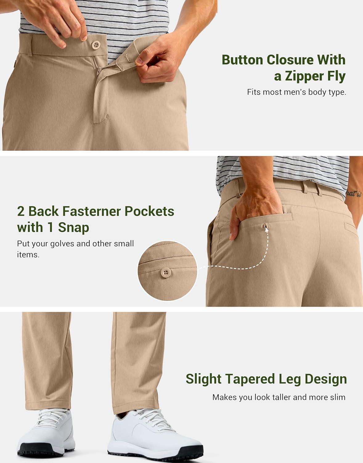 imageG Gradual Mens Golf Pants with 5 Pockets 303234 Quick Dry Lightweight Stretch Work Dress Pants Casual Slacks for MenKhaki