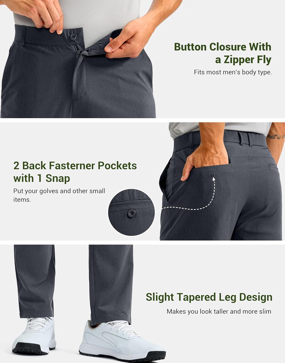 imageG Gradual Mens Golf Pants with 5 Pockets 303234 Quick Dry Lightweight Stretch Work Dress Pants Casual Slacks for MenOil Grey