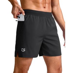 G Gradual Men’s Athletic Running Shorts 7″/5″/9″ Zipper Pocket Lightweight Workout Gym Quick Dry Shorts Golf Tennis Hiking(Black)