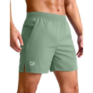 G Gradual Men’s Athletic Running Shorts 7″/5″/9″ Zipper Pocket Lightweight Workout Gym Quick Dry Shorts Golf Tennis Hiking(Green Bamboo)