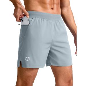G Gradual Men’s Athletic Running Shorts 7″/5″/9″ Zipper Pocket Lightweight Workout Gym Quick Dry Shorts Golf Tennis Hiking(Light Grey)