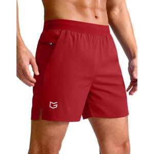 G Gradual Men’s Athletic Running Shorts 7″/5″/9″ Zipper Pocket Lightweight Workout Gym Quick Dry Shorts Golf Tennis Hiking(Red)