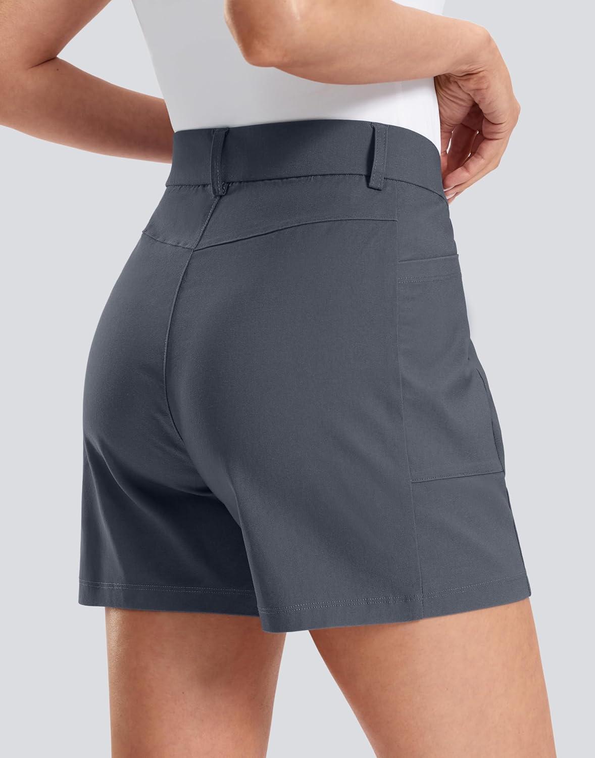imageG Gradual Womens 5 Golf Hiking Shorts with Deep Pockets Stretchy Outdoor Womens Shorts Dressy Casual Walking TravelDeep Grey