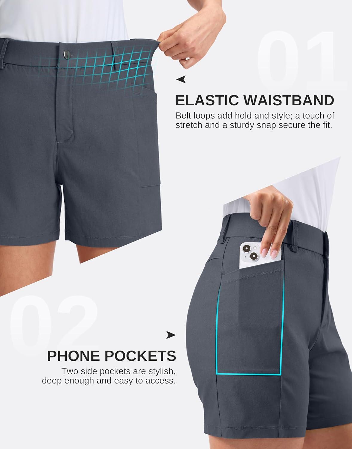imageG Gradual Womens 5 Golf Hiking Shorts with Deep Pockets Stretchy Outdoor Womens Shorts Dressy Casual Walking TravelDeep Grey