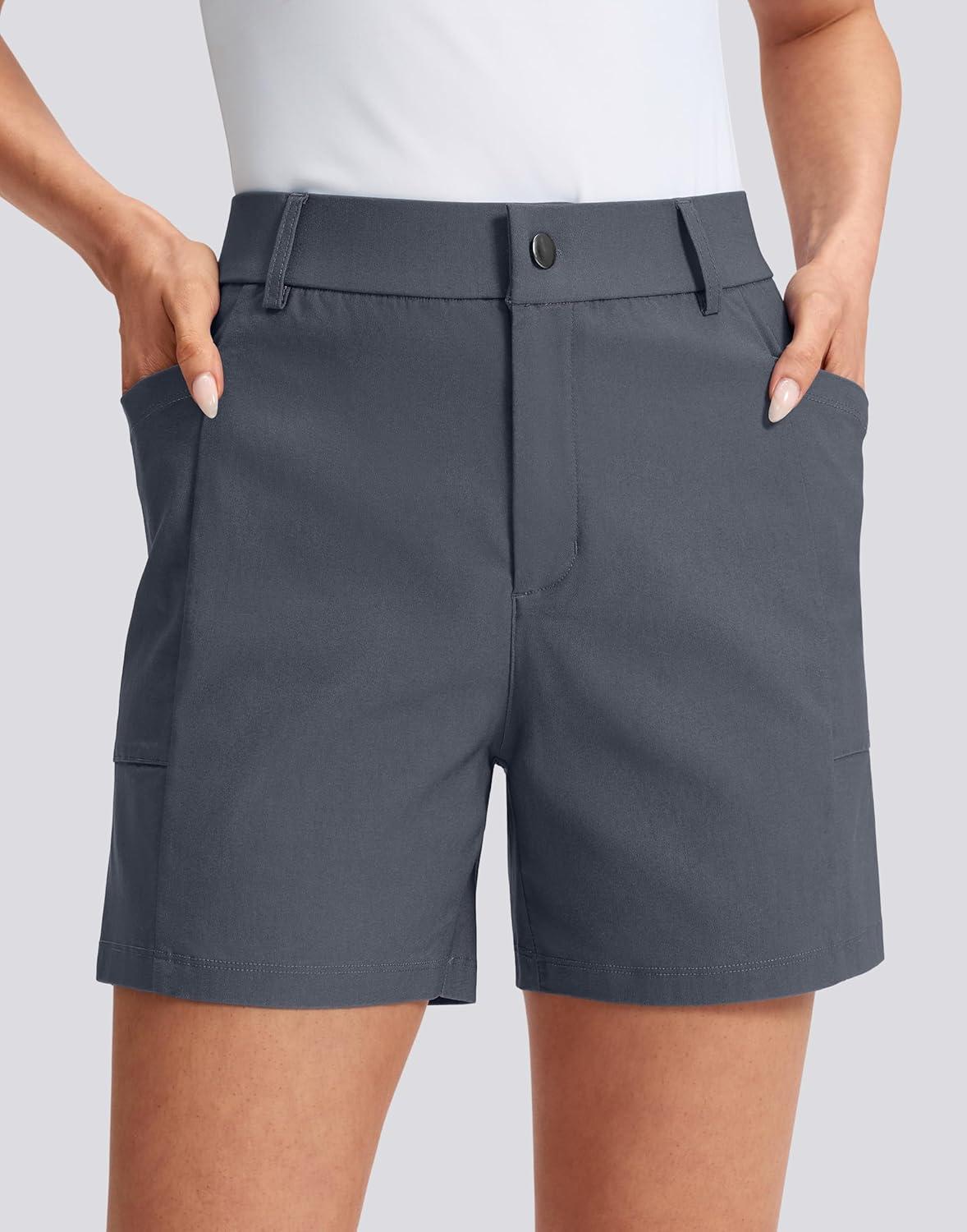 imageG Gradual Womens 5 Golf Hiking Shorts with Deep Pockets Stretchy Outdoor Womens Shorts Dressy Casual Walking TravelDeep Grey