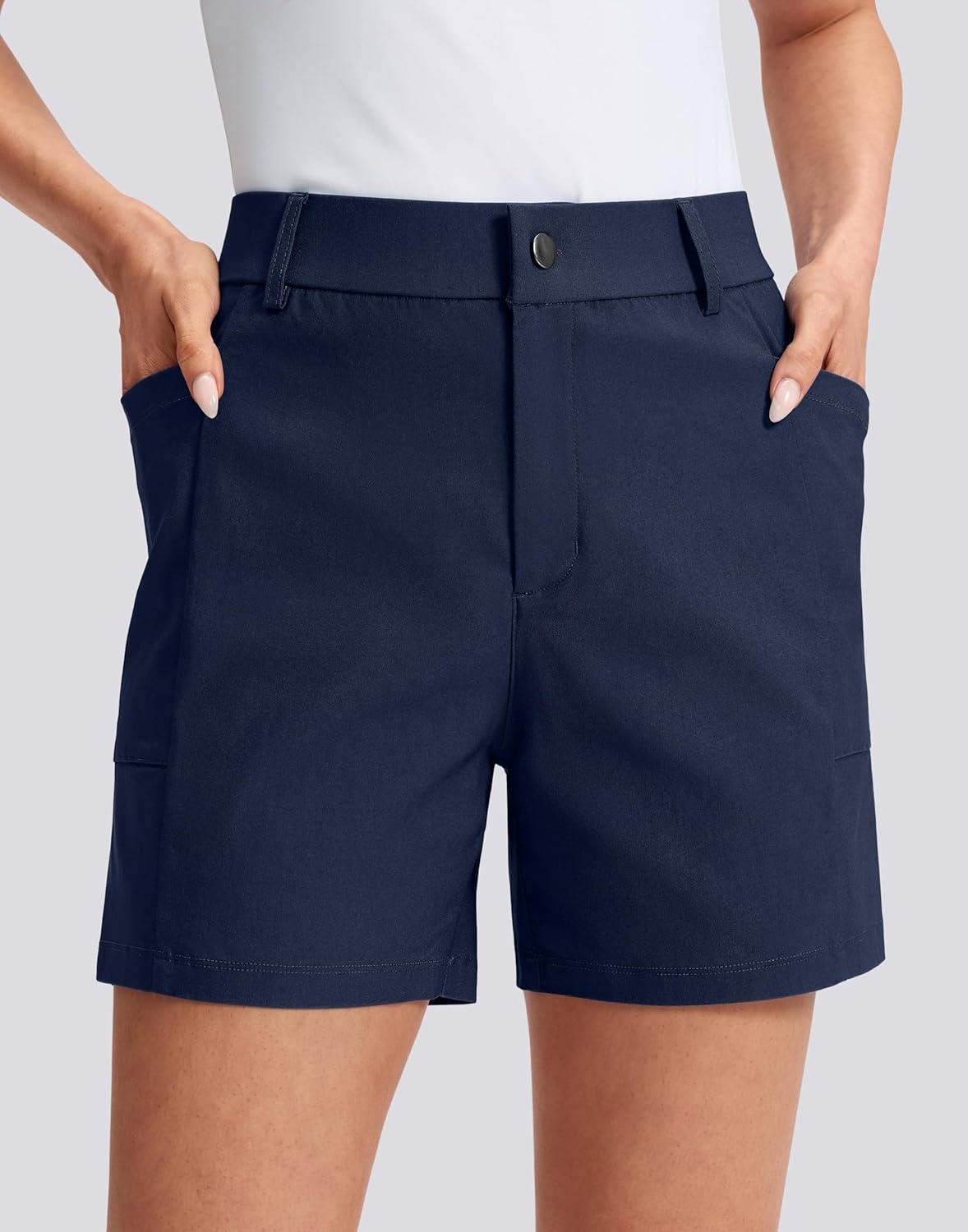 imageG Gradual Womens 5 Golf Hiking Shorts with Deep Pockets Stretchy Outdoor Womens Shorts Dressy Casual Walking TravelNavy Blue