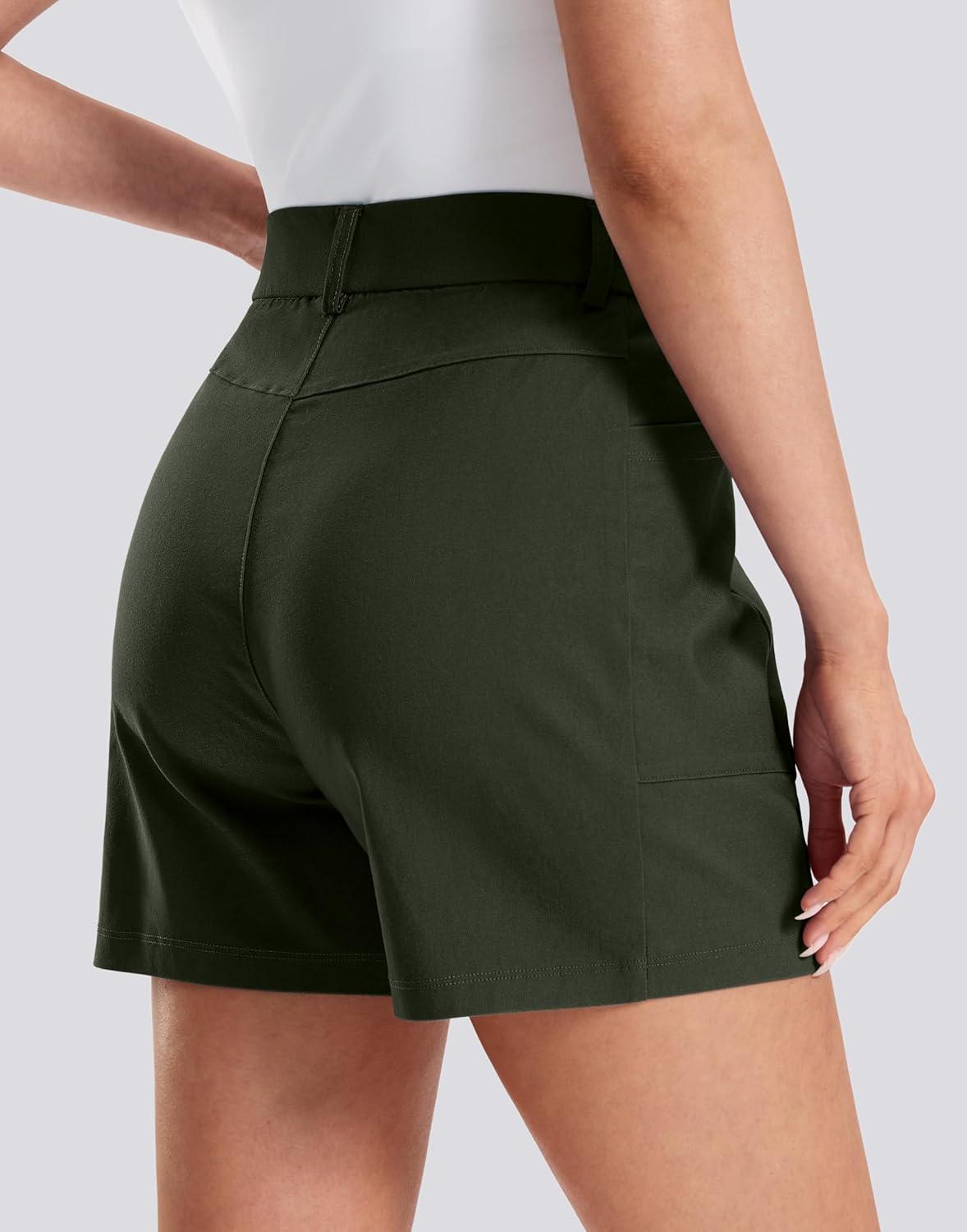 imageG Gradual Womens 5 Golf Hiking Shorts with Deep Pockets Stretchy Outdoor Womens Shorts Dressy Casual Walking TravelOlive