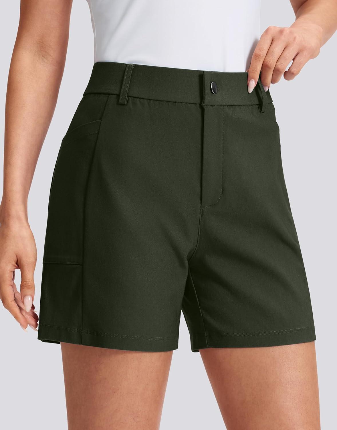 imageG Gradual Womens 5 Golf Hiking Shorts with Deep Pockets Stretchy Outdoor Womens Shorts Dressy Casual Walking TravelOlive
