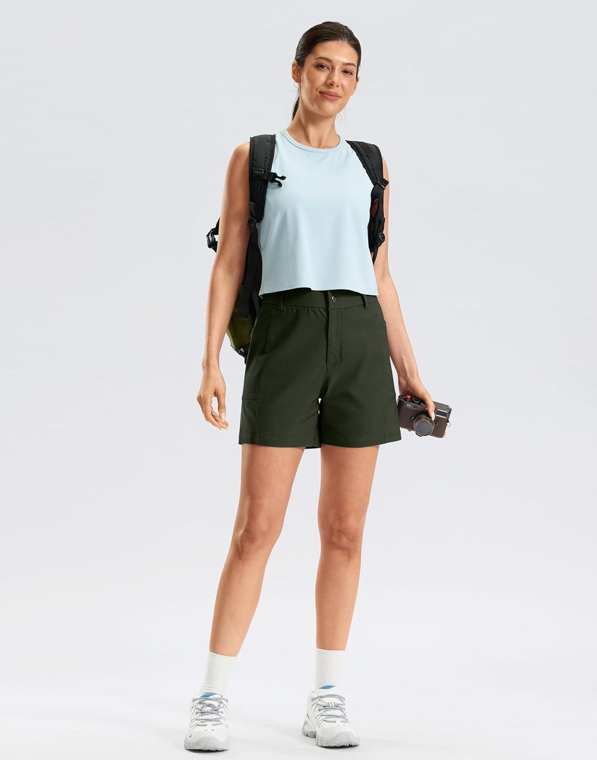 imageG Gradual Womens 5 Golf Hiking Shorts with Deep Pockets Stretchy Outdoor Womens Shorts Dressy Casual Walking TravelOlive