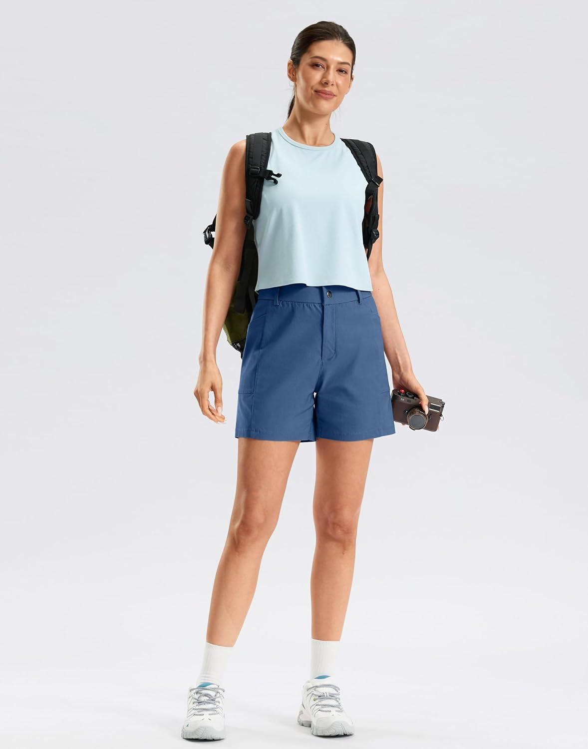 imageG Gradual Womens 5 Golf Hiking Shorts with Deep Pockets Stretchy Outdoor Womens Shorts Dressy Casual Walking TravelSlate Blue