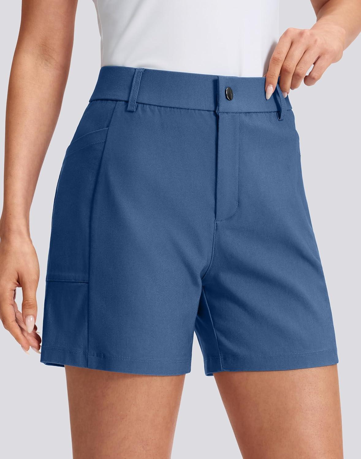 imageG Gradual Womens 5 Golf Hiking Shorts with Deep Pockets Stretchy Outdoor Womens Shorts Dressy Casual Walking TravelSlate Blue