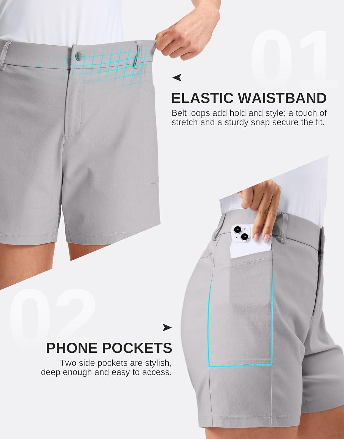 imageG Gradual Womens 5 Golf Hiking Shorts with Deep Pockets Stretchy Outdoor Womens Shorts Dressy Casual Walking TravelSleet