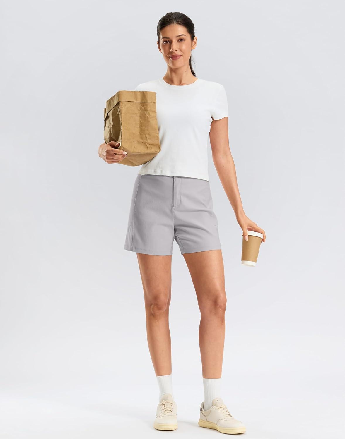 imageG Gradual Womens 5 Golf Hiking Shorts with Deep Pockets Stretchy Outdoor Womens Shorts Dressy Casual Walking TravelSleet