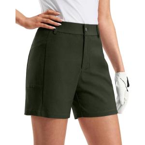 G Gradual Women’s 5″ Golf Hiking Shorts with Deep Pockets Stretchy Outdoor Womens Shorts Dressy Casual Walking Travel(Olive)