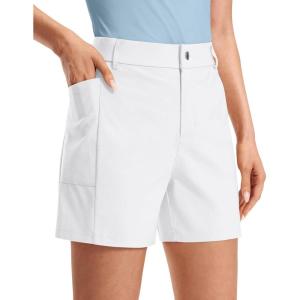 G Gradual Women’s 5″ Golf Hiking Shorts with Deep Pockets Stretchy Outdoor Womens Shorts Dressy Casual Walking Travel(White)