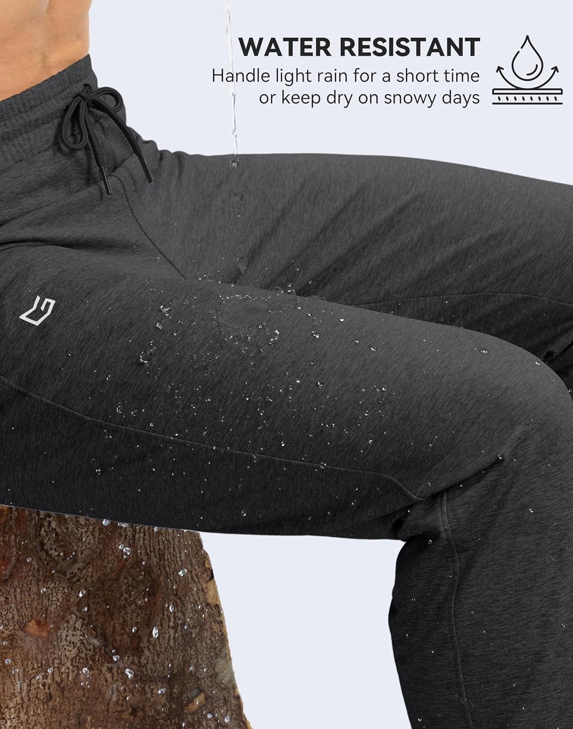 imageMens Fleece Lined Winter Pants 323436 Inseam Tall Sweatpants with Zipper Pockets Warm Athletic Joggers MenCharcoal