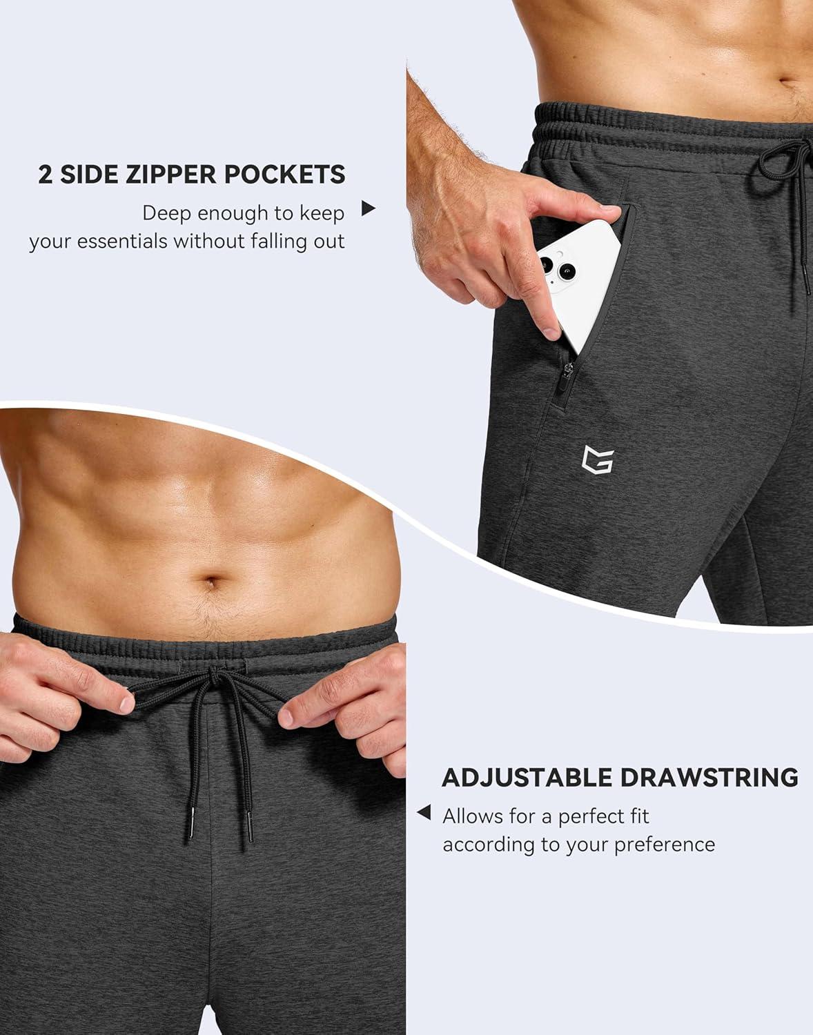 imageMens Fleece Lined Winter Pants 323436 Inseam Tall Sweatpants with Zipper Pockets Warm Athletic Joggers MenCharcoal