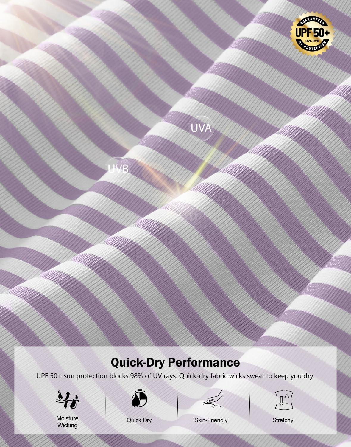 imageG Gradual Mens Golf Shirt Dry Fit Moisture Wicking Perfomance Short Sleeve Striped Polo Shirts for Men Dressy CasualLavender Stripe