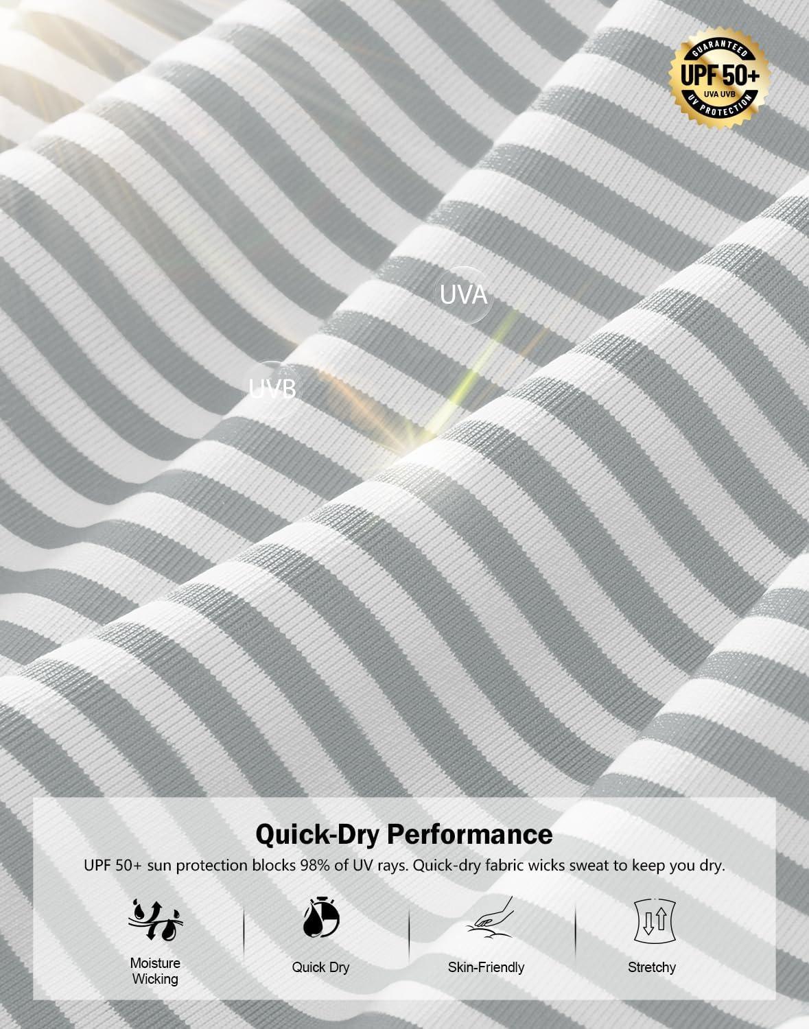 imageG Gradual Mens Golf Shirt Dry Fit Moisture Wicking Perfomance Short Sleeve Striped Polo Shirts for Men Dressy CasualLight Grey Stripe