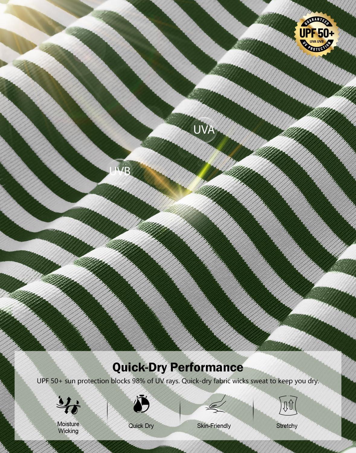 imageG Gradual Mens Golf Shirt Dry Fit Moisture Wicking Perfomance Short Sleeve Striped Polo Shirts for Men Dressy CasualOlive Stripe