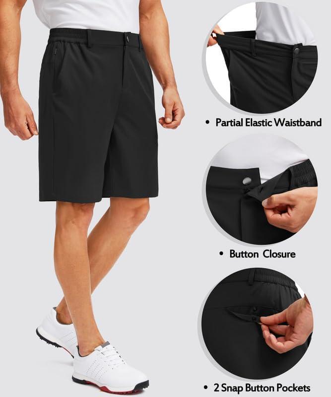 imageG Gradual Mens Golf Shorts with 5 Pockets 9 Light Weight Stretch Quick Dry Casual Dress Work Shorts for MenBlack