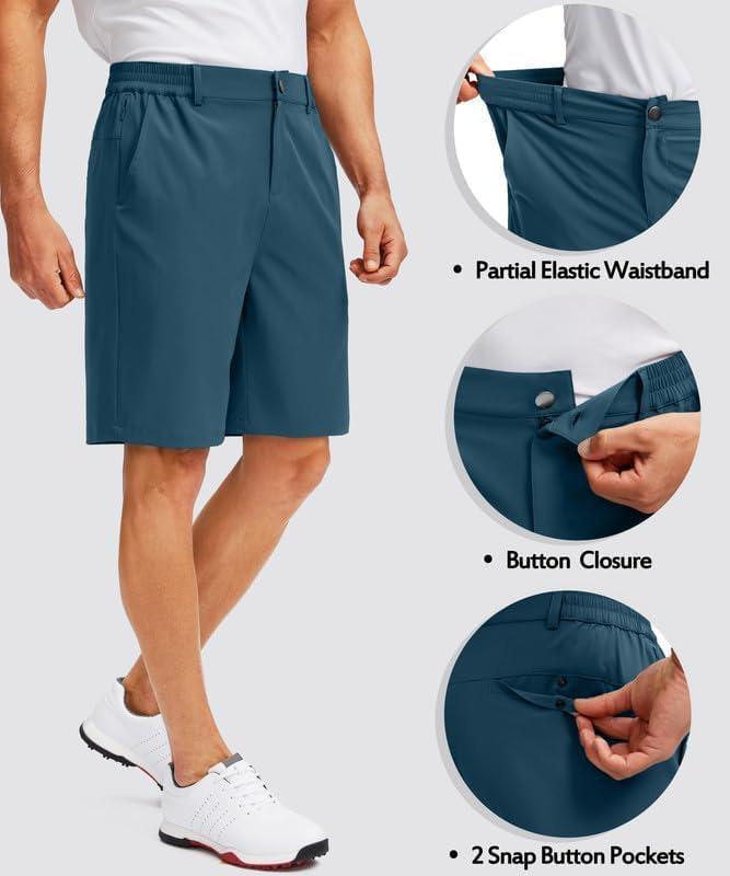 imageG Gradual Mens Golf Shorts with 5 Pockets 9 Light Weight Stretch Quick Dry Casual Dress Work Shorts for MenBlue