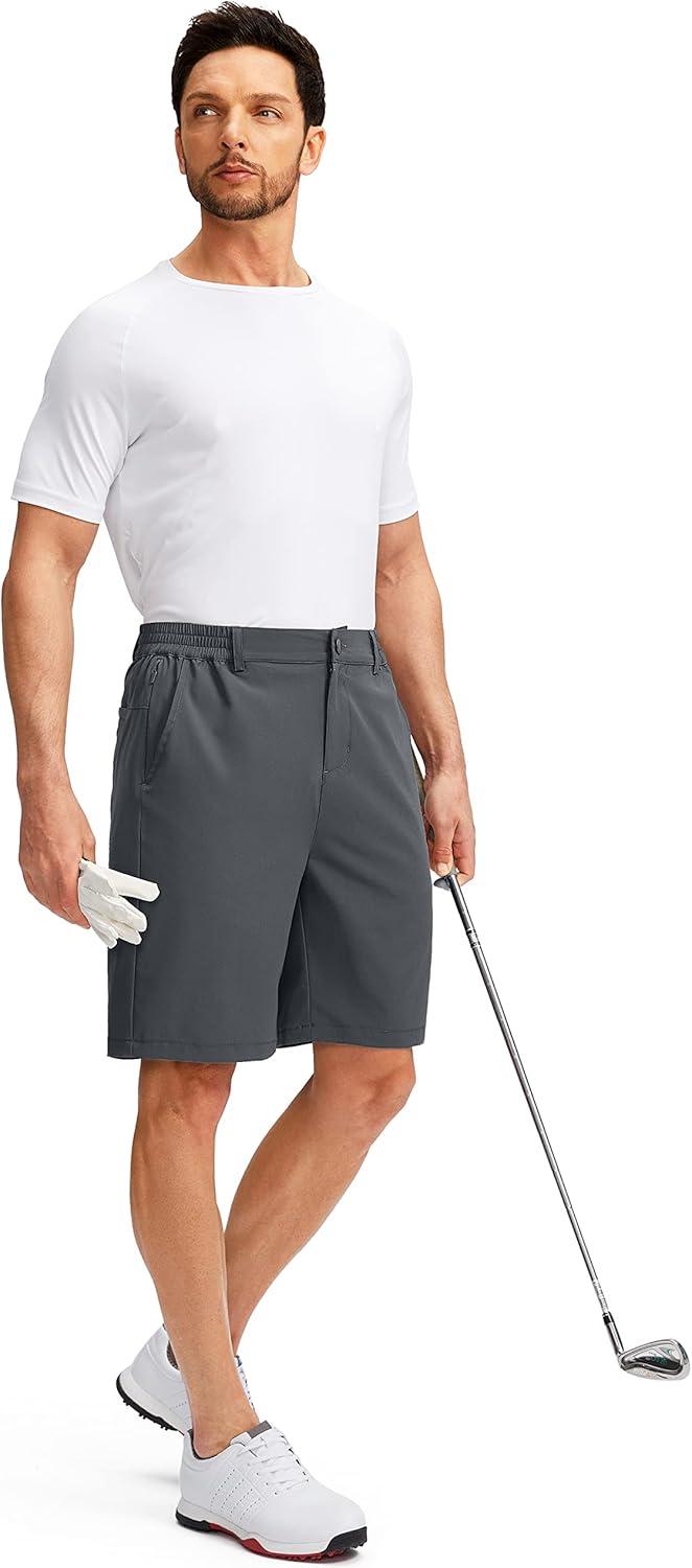 imageG Gradual Mens Golf Shorts with 5 Pockets 9 Light Weight Stretch Quick Dry Casual Dress Work Shorts for MenDark Grey