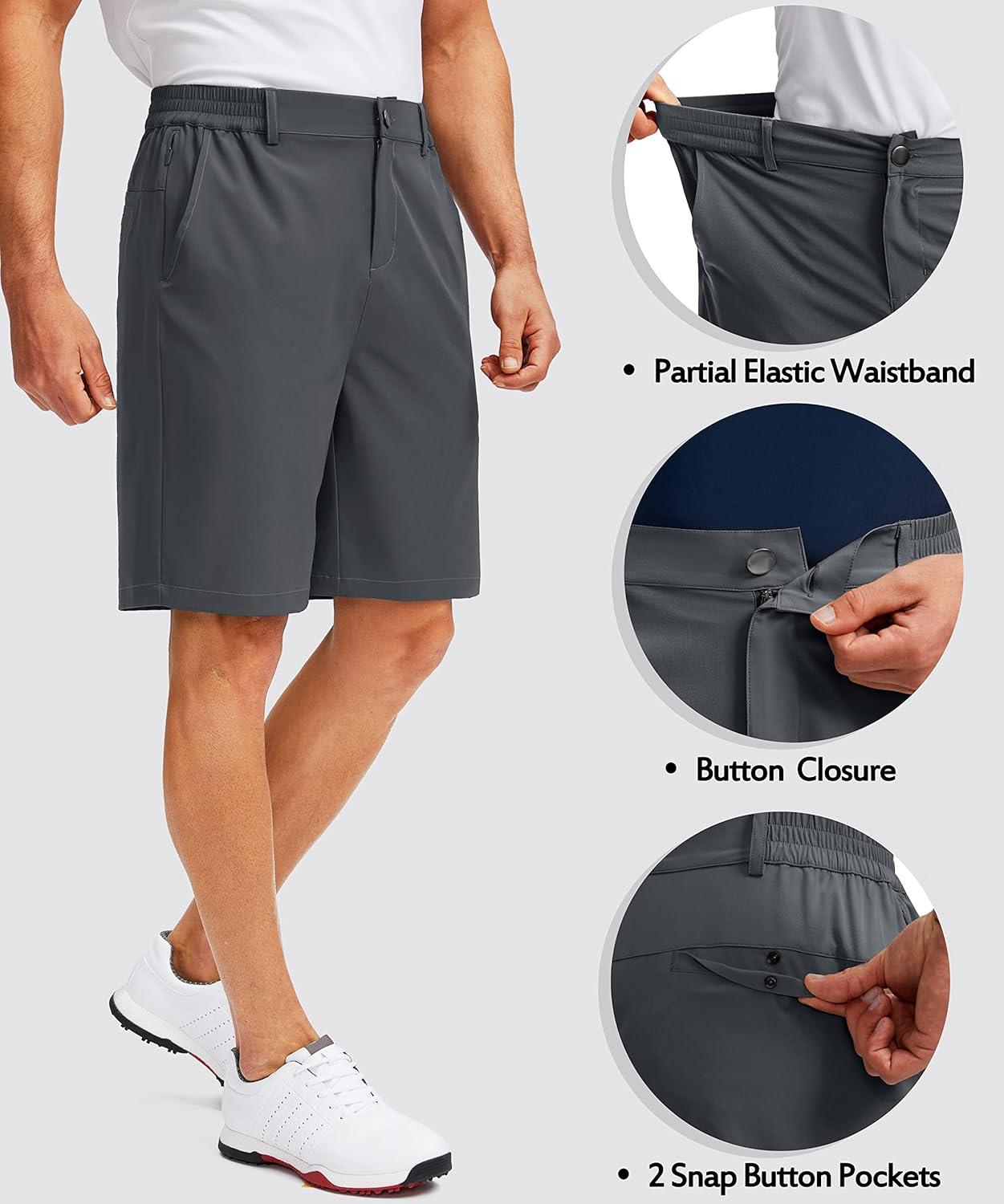 imageG Gradual Mens Golf Shorts with 5 Pockets 9 Light Weight Stretch Quick Dry Casual Dress Work Shorts for MenDark Grey