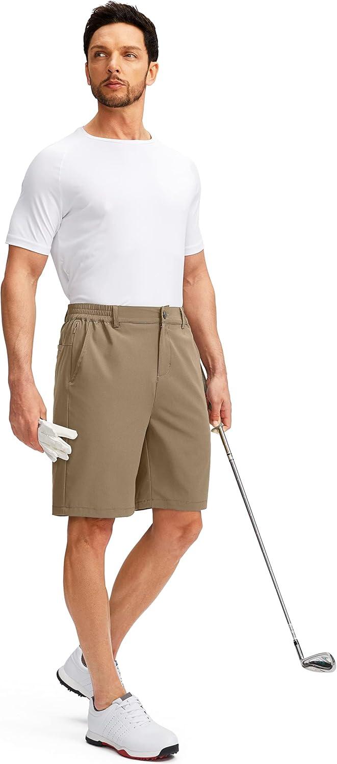 imageG Gradual Mens Golf Shorts with 5 Pockets 9 Light Weight Stretch Quick Dry Casual Dress Work Shorts for MenDark Khaki