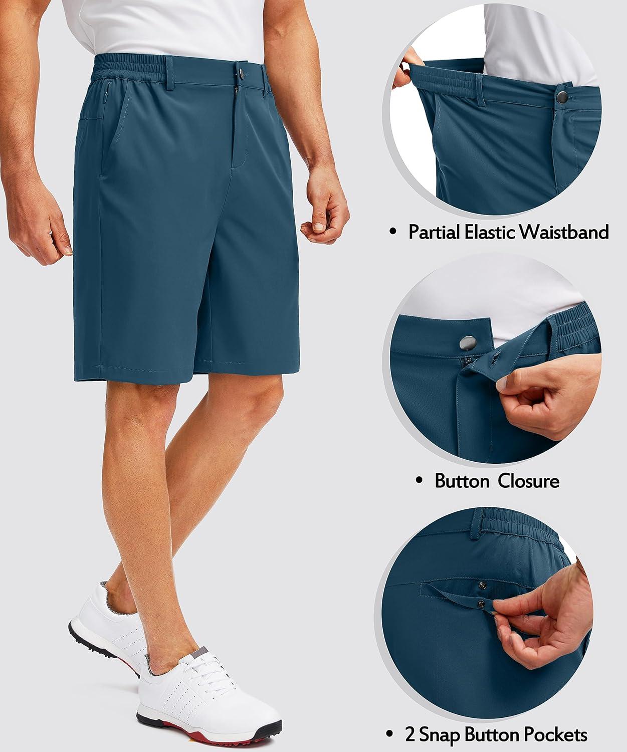 imageG Gradual Mens Golf Shorts with 5 Pockets 9 Light Weight Stretch Quick Dry Casual Dress Work Shorts for MenDusty Blue