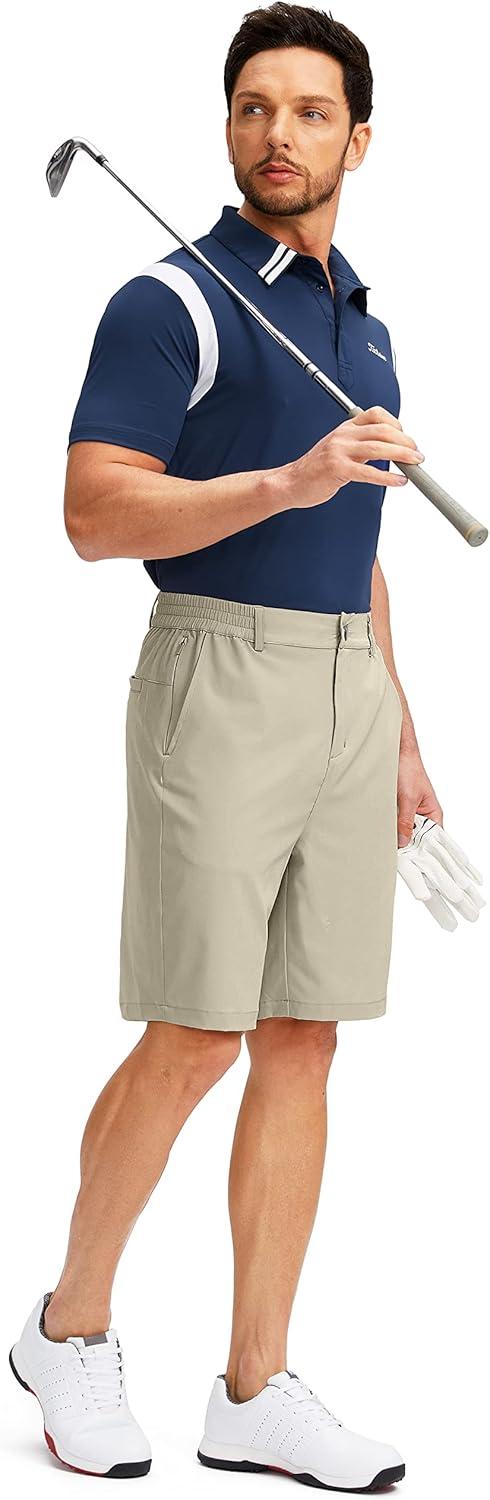 imageG Gradual Mens Golf Shorts with 5 Pockets 9 Light Weight Stretch Quick Dry Casual Dress Work Shorts for MenLight Khaki