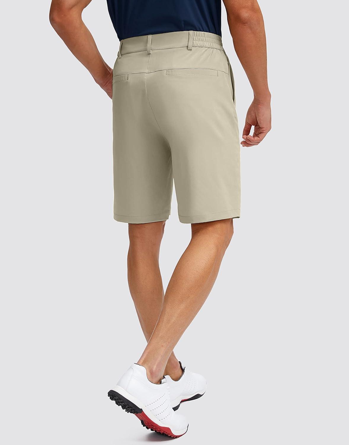 imageG Gradual Mens Golf Shorts with 5 Pockets 9 Light Weight Stretch Quick Dry Casual Dress Work Shorts for MenLight Khaki