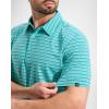 G Gradual Mens Golf Shirt Dry Fit Moisture Wicking Perfomance Short Sleeve Striped Polo Shirts for Men Dressy Casual(Wide Cyan Stripe)