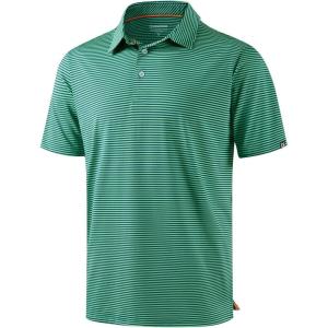 G Gradual Mens Golf Shirt Dry Fit Moisture Wicking Perfomance Short Sleeve Striped Polo Shirts for Men Dressy Casual(Green Stripe)