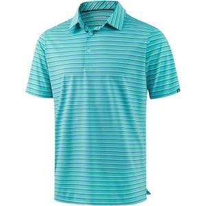 G Gradual Mens Golf Shirt Dry Fit Moisture Wicking Perfomance Short Sleeve Striped Polo Shirts for Men Dressy Casual(Wide Cyan Stripe)