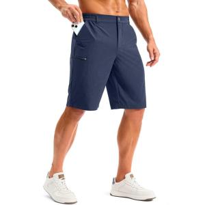 G Gradual Men’s Golf Shorts 11″ Long with 4 Pockets Lightweight Knee Length Elastic Waist Quick Dry Casual Dress Work Shorts(Navy)