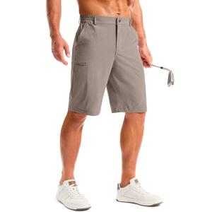 G Gradual Men’s Golf Shorts 11″ Long with 4 Pockets Lightweight Knee Length Elastic Waist Quick Dry Casual Dress Work Shorts(Stone Grey)