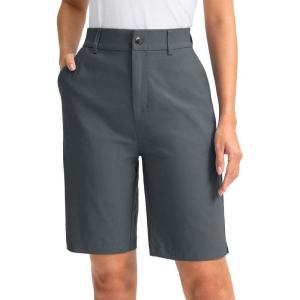 G Gradual Women’s Golf Shorts with Pockets 9” Knee Length Stretch Quick Dry Bermuda Long Shorts for Women Casual Work(Dark Grey)