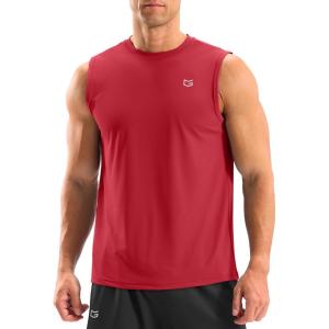 G Gradual Sleeveless Shirts for Men Workout Tank Tops Moisture Wicking Mens Muscle Shirt for Gym, Beach, Summer Casual(Red)