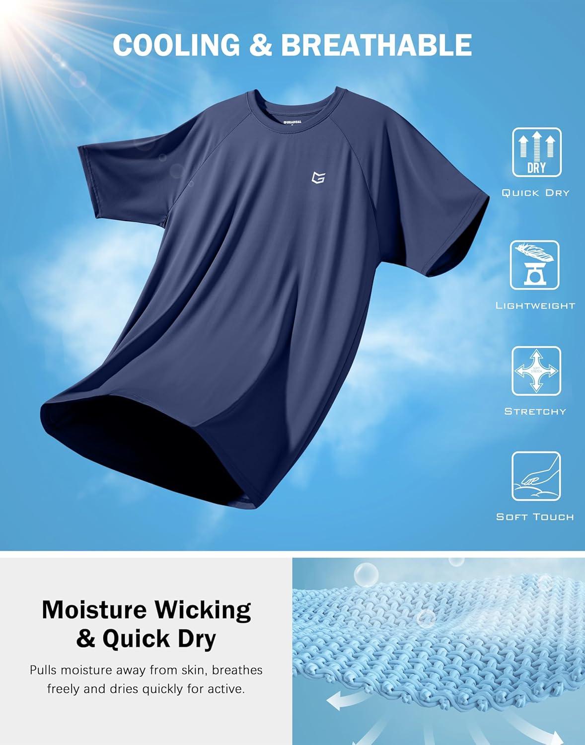 imageG Gradual Mens Athletic Workout TShirts Moisture Wicking Cooling Running Shirts Short Sleeve Performance Tee for Gym TennisDark Blue