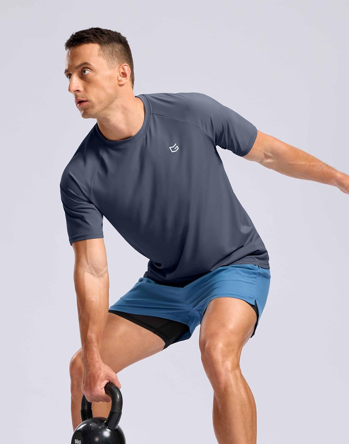 imageG Gradual Mens Athletic Workout TShirts Moisture Wicking Cooling Running Shirts Short Sleeve Performance Tee for Gym TennisDusty Blue